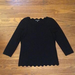 Cable and Gauge scalloped black sweater